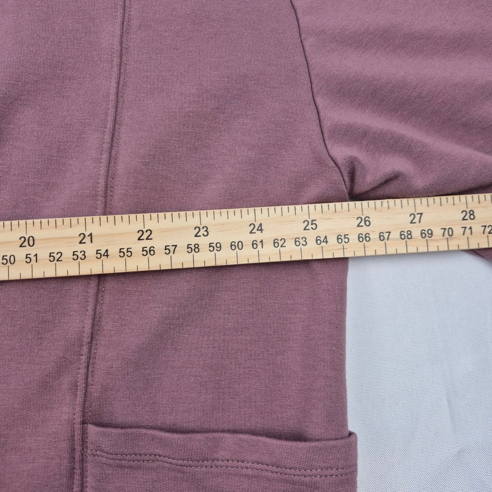 Zuda Open Front Cardigan Kimono L Mauve Knit Long Sleeve Pockets Lightweight - Picture 9 of 13
